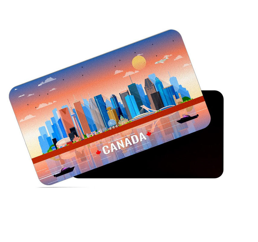 dhcrafts Rectangular Rubber Fridge Magnet / Magnetic Card Multicolor Canada Design Pack of 1 (8.6cm x 5.4cm)